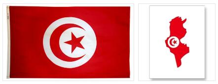 Tunisia Flag and Map