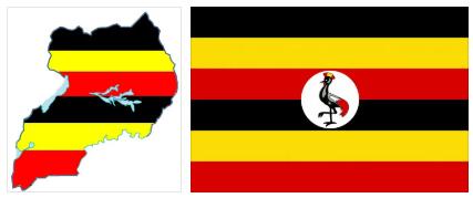 Uganda Flag and Map