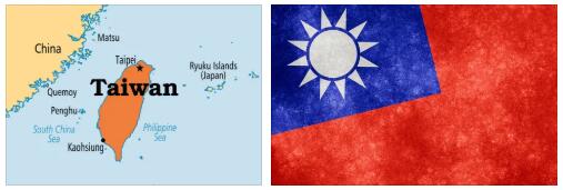 Taiwan Flag and Map